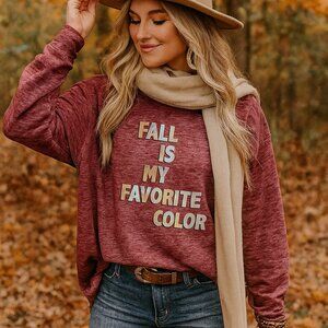 C&C California Burnout Knit Top Heather Burgundy Graphic Print Long Sleeve sz M